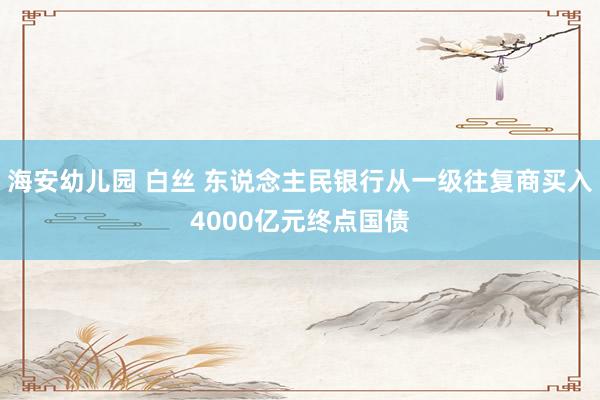 海安幼儿园 白丝 东说念主民银行从一级往复商买入4000亿元终点国债